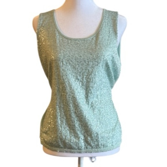 Talbots Collection XL Sequin Tank Top Sleeveless Blouse Shimmer Knit - Picture 1 of 4